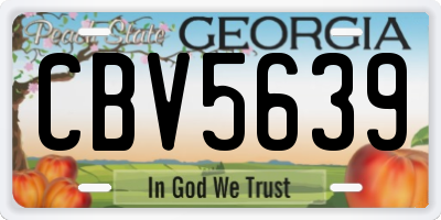 GA license plate CBV5639