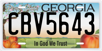 GA license plate CBV5643