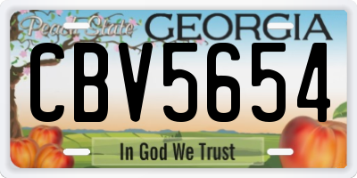 GA license plate CBV5654