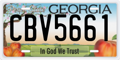 GA license plate CBV5661