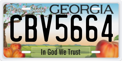 GA license plate CBV5664