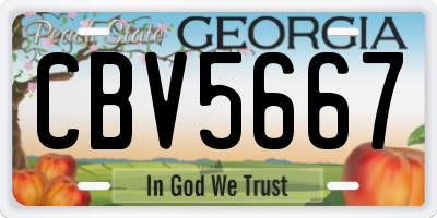 GA license plate CBV5667