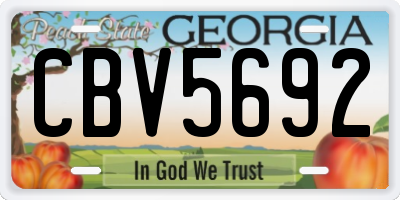 GA license plate CBV5692