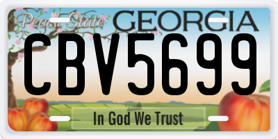 GA license plate CBV5699