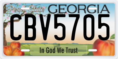 GA license plate CBV5705