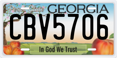 GA license plate CBV5706