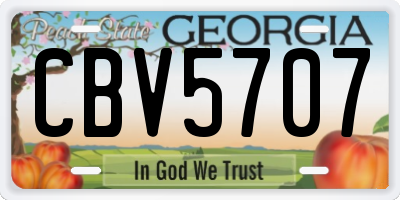 GA license plate CBV5707
