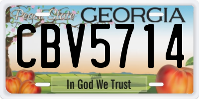 GA license plate CBV5714