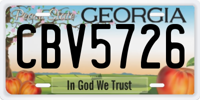 GA license plate CBV5726
