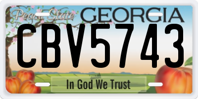 GA license plate CBV5743
