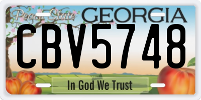 GA license plate CBV5748