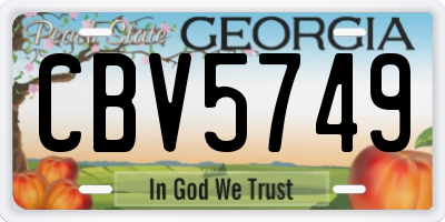 GA license plate CBV5749