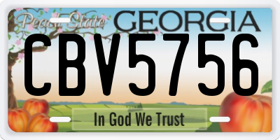 GA license plate CBV5756