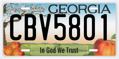 GA license plate CBV5801