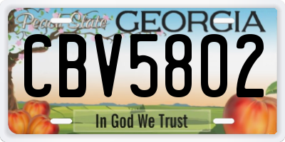 GA license plate CBV5802