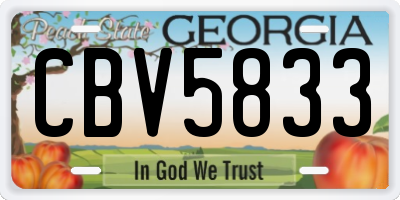 GA license plate CBV5833
