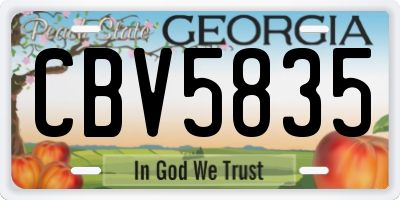 GA license plate CBV5835