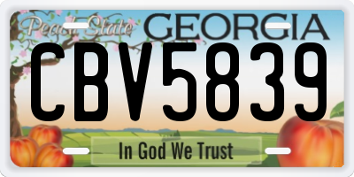 GA license plate CBV5839