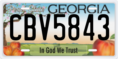 GA license plate CBV5843
