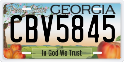 GA license plate CBV5845