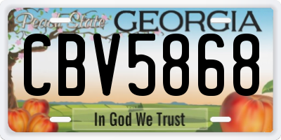 GA license plate CBV5868