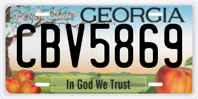 GA license plate CBV5869
