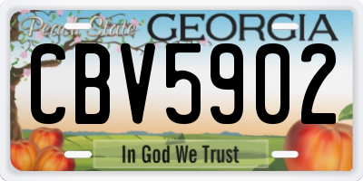 GA license plate CBV5902