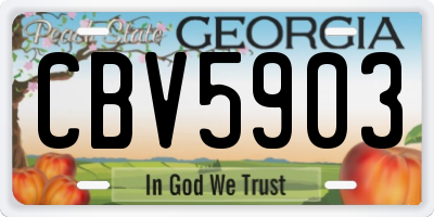 GA license plate CBV5903
