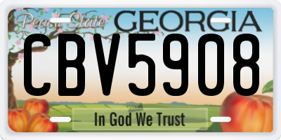 GA license plate CBV5908
