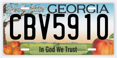GA license plate CBV5910
