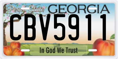GA license plate CBV5911