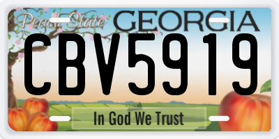 GA license plate CBV5919