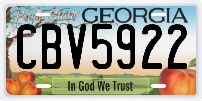 GA license plate CBV5922