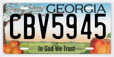 GA license plate CBV5945