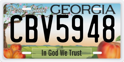 GA license plate CBV5948