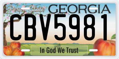 GA license plate CBV5981