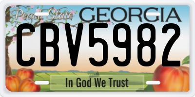 GA license plate CBV5982
