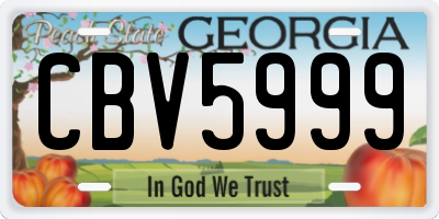 GA license plate CBV5999
