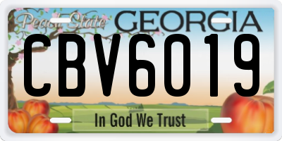 GA license plate CBV6019