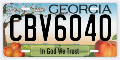 GA license plate CBV6040