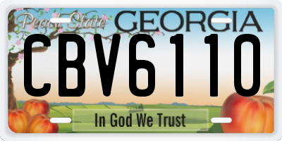 GA license plate CBV6110