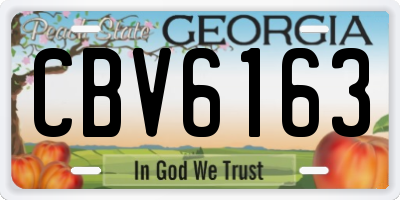 GA license plate CBV6163
