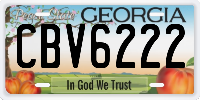 GA license plate CBV6222