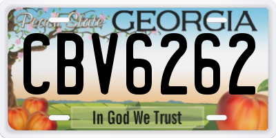 GA license plate CBV6262