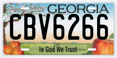GA license plate CBV6266