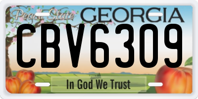 GA license plate CBV6309