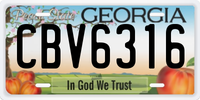 GA license plate CBV6316