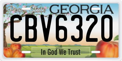 GA license plate CBV6320