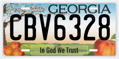 GA license plate CBV6328