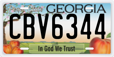 GA license plate CBV6344